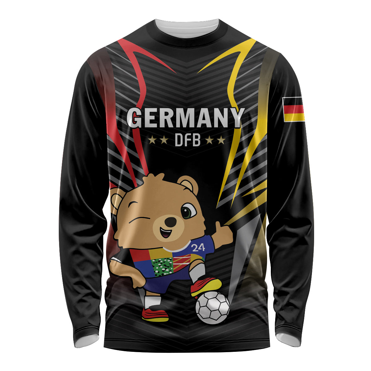 Personalized Germany 2024 Football Long Sleeve Shirt DFB Team Black Version - Wonder Print Shop