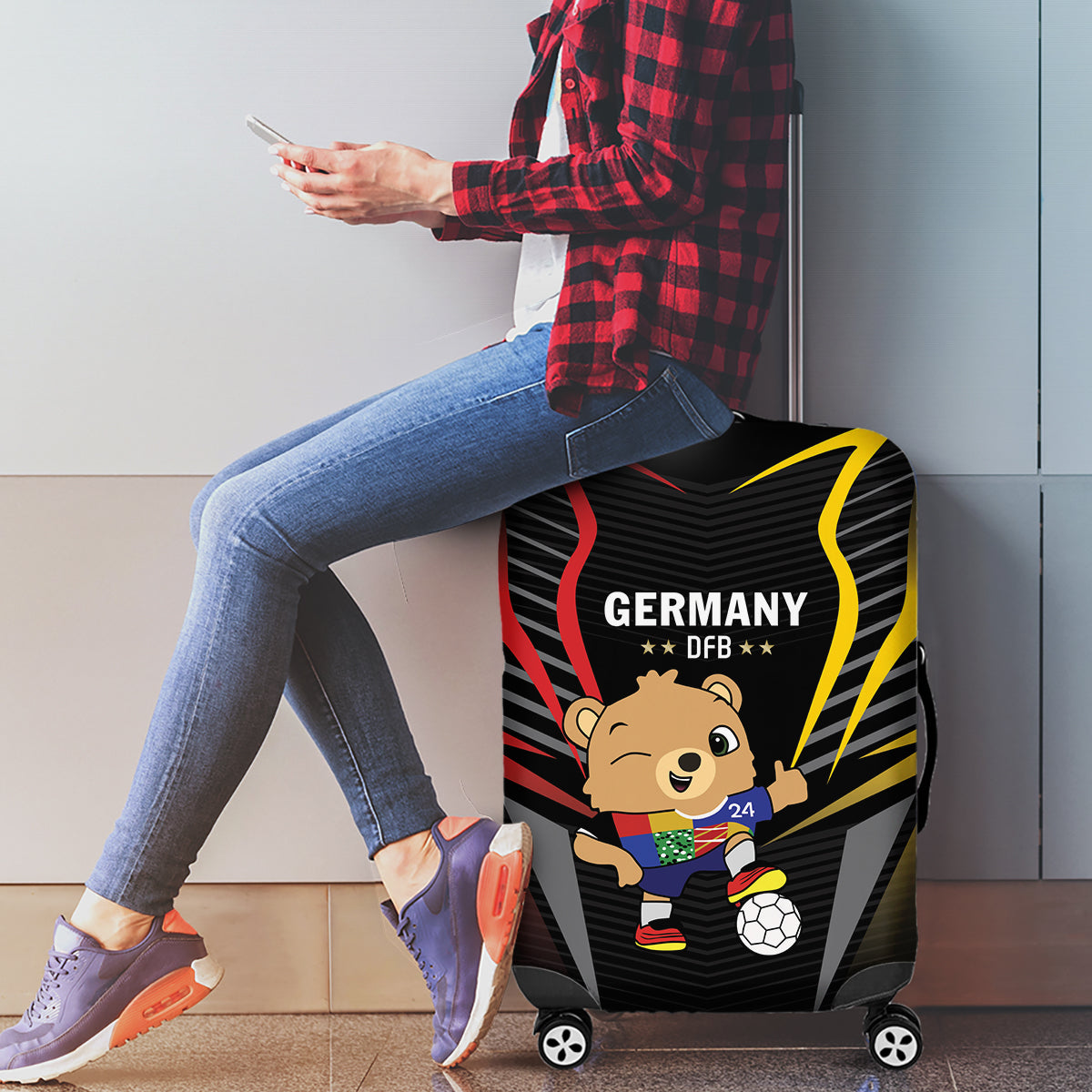 Germany 2024 Football Luggage Cover DFB Team Black Version - Wonder Print Shop