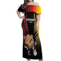 Personalized Germany 2024 Football Off Shoulder Maxi Dress DFB Team Black Version - Wonder Print Shop
