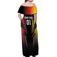 Personalized Germany 2024 Football Off Shoulder Maxi Dress DFB Team Black Version - Wonder Print Shop