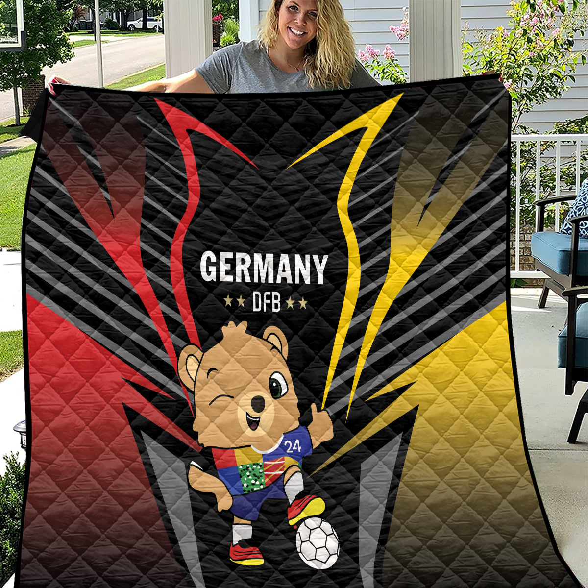 Germany 2024 Football Quilt DFB Team Black Version - Wonder Print Shop