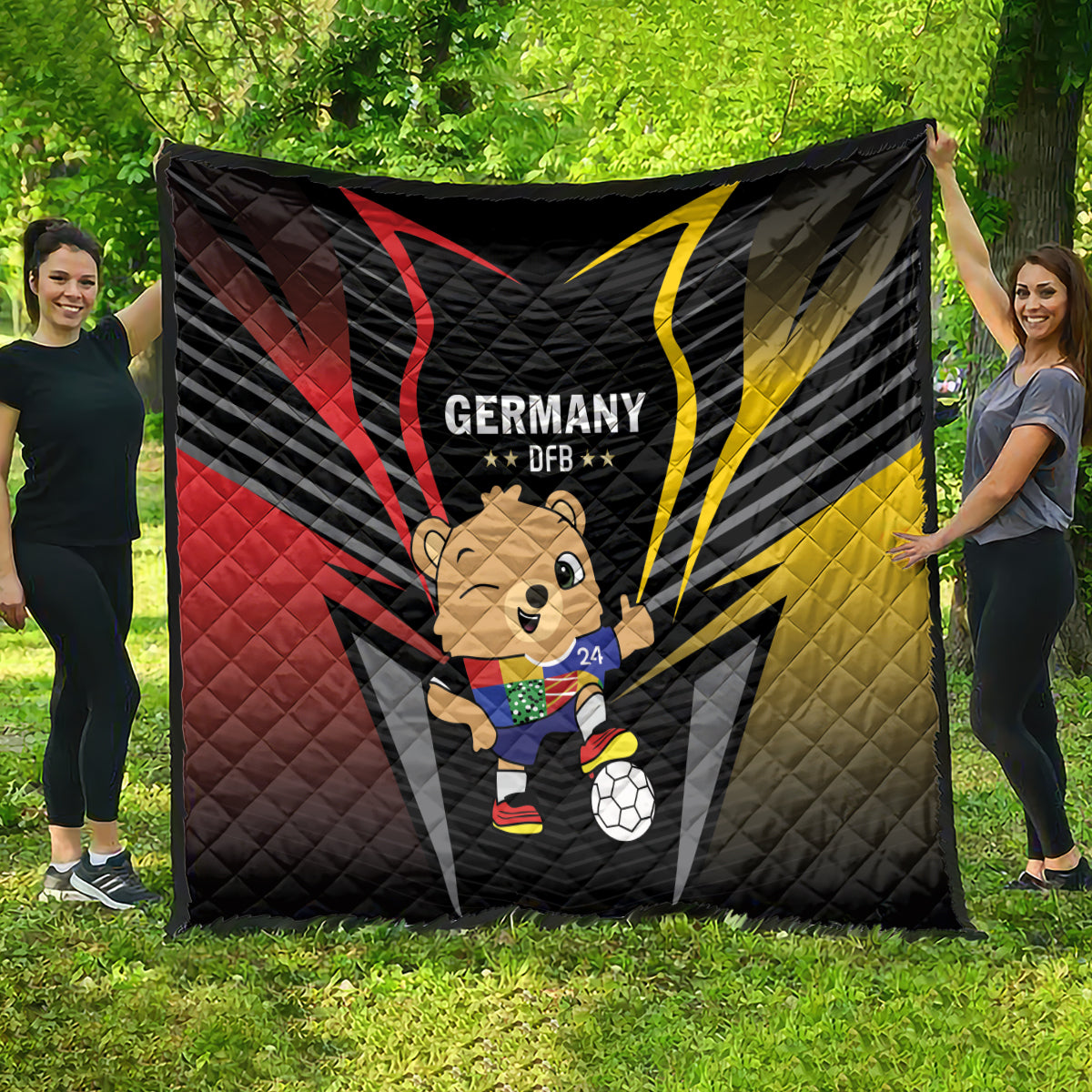 Germany 2024 Football Quilt DFB Team Black Version - Wonder Print Shop