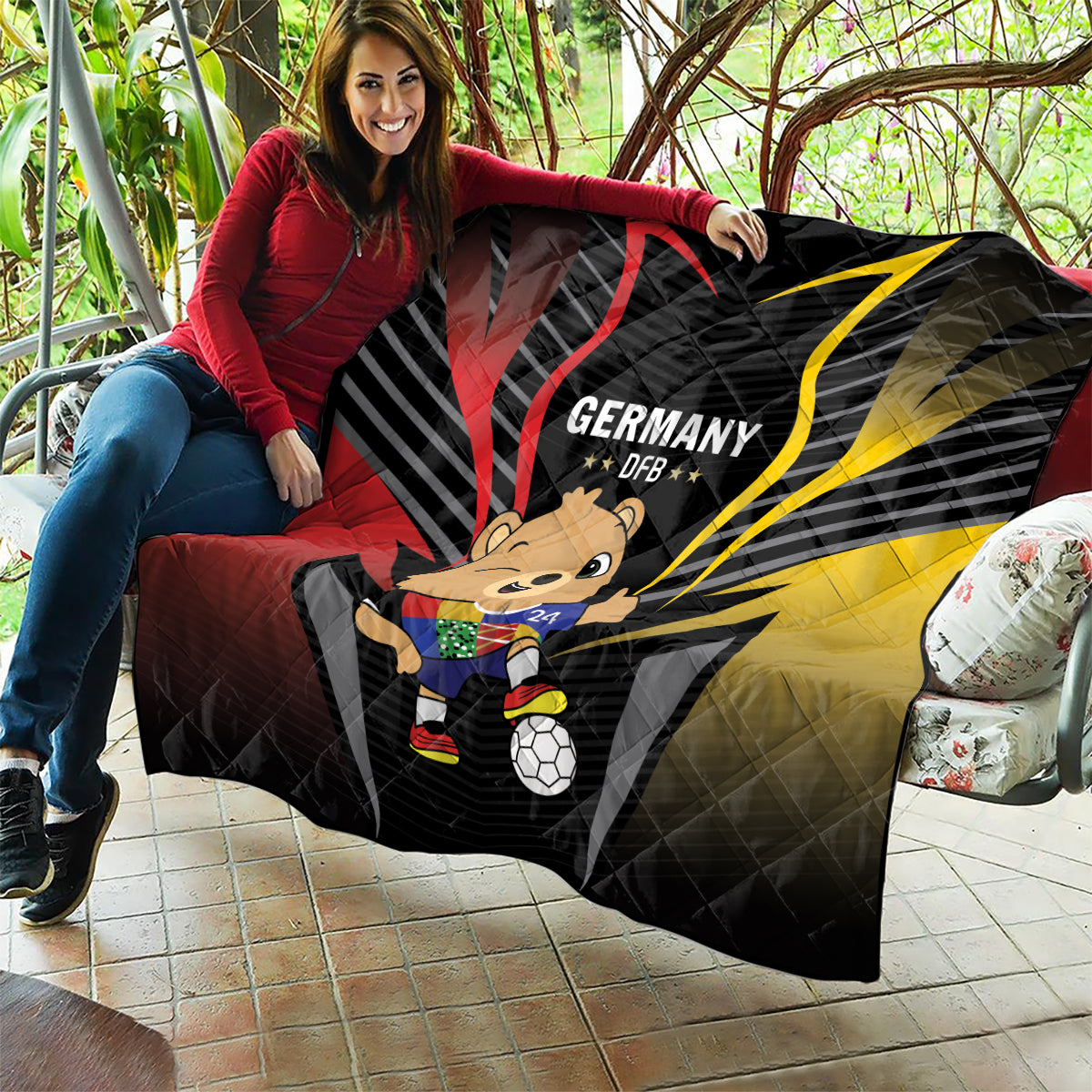 Germany 2024 Football Quilt DFB Team Black Version - Wonder Print Shop