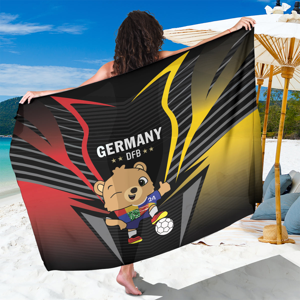 Germany 2024 Football Sarong DFB Team Black Version - Wonder Print Shop