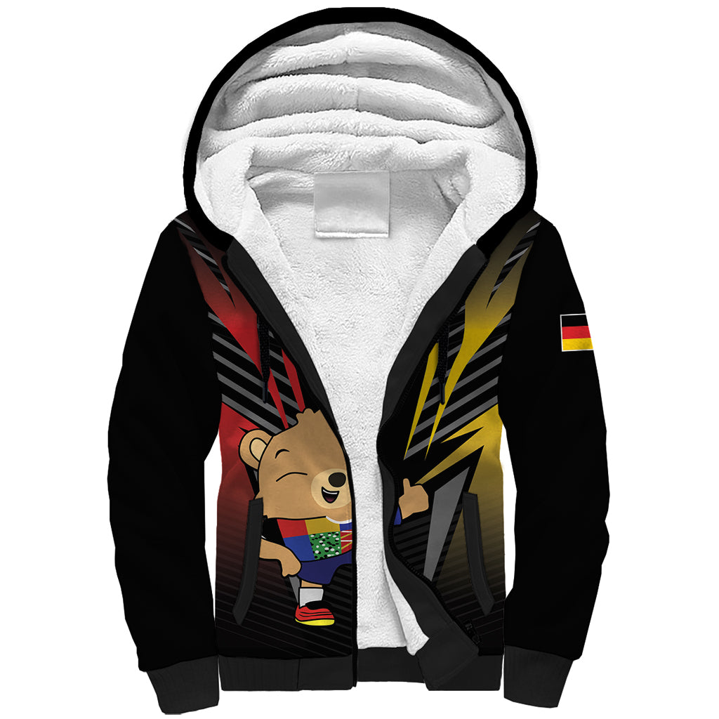 Personalized Germany 2024 Football Sherpa Hoodie DFB Team Black Version - Wonder Print Shop