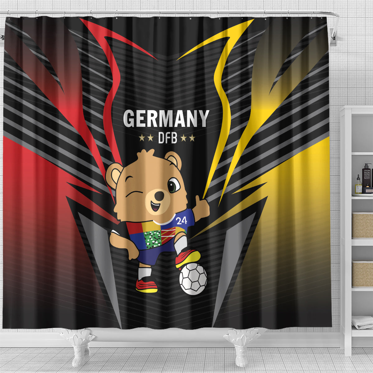 Germany 2024 Football Shower Curtain DFB Team Black Version