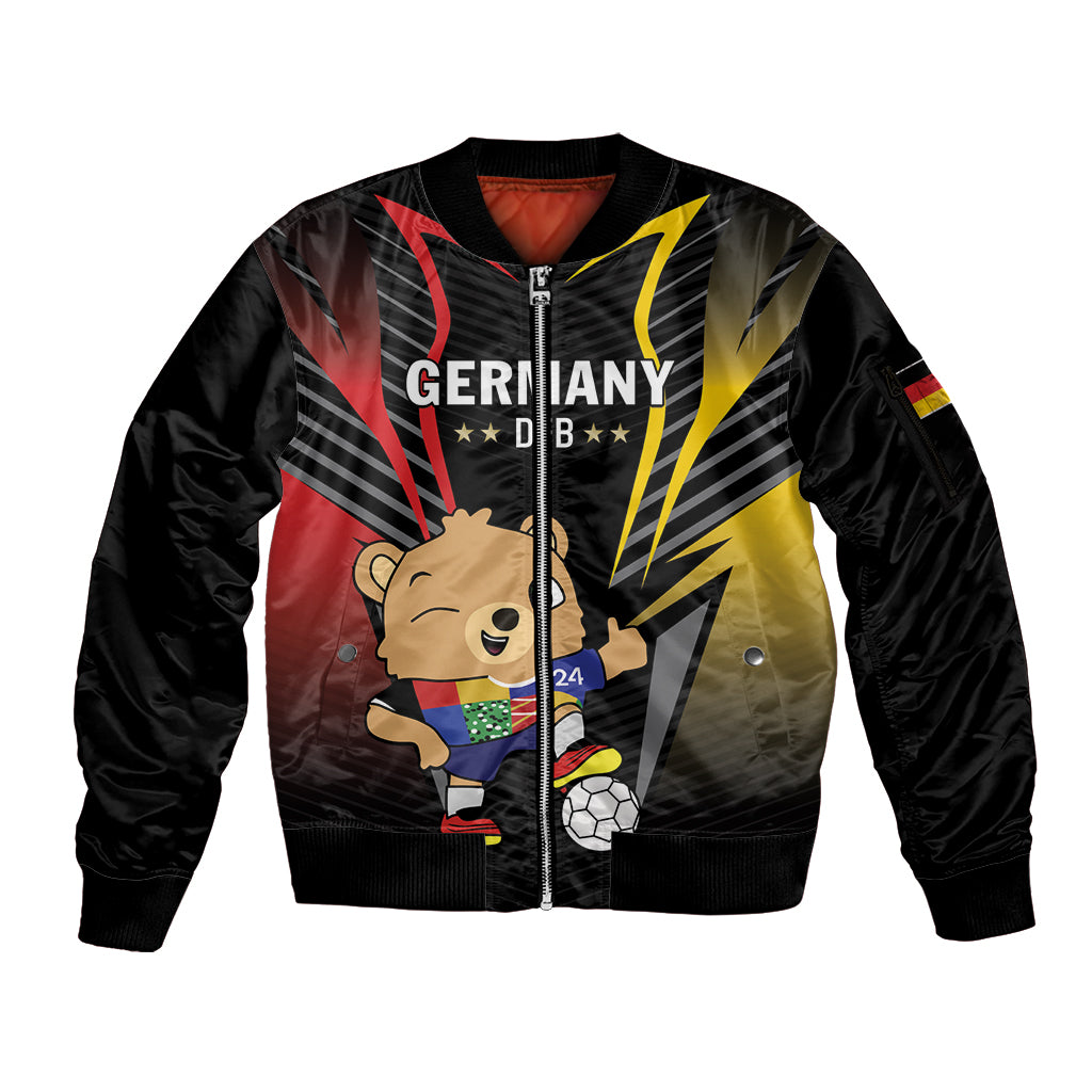 Personalized Germany 2024 Football Sleeve Zip Bomber Jacket DFB Team Black Version - Wonder Print Shop