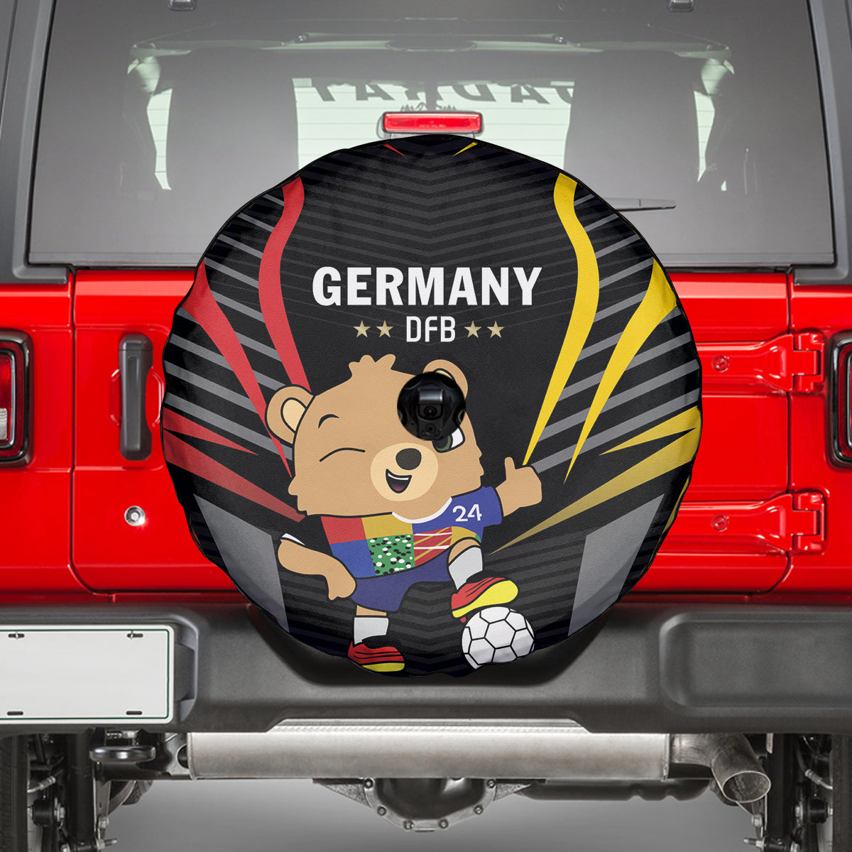Germany 2024 Football Spare Tire Cover DFB Team Black Version - Wonder Print Shop