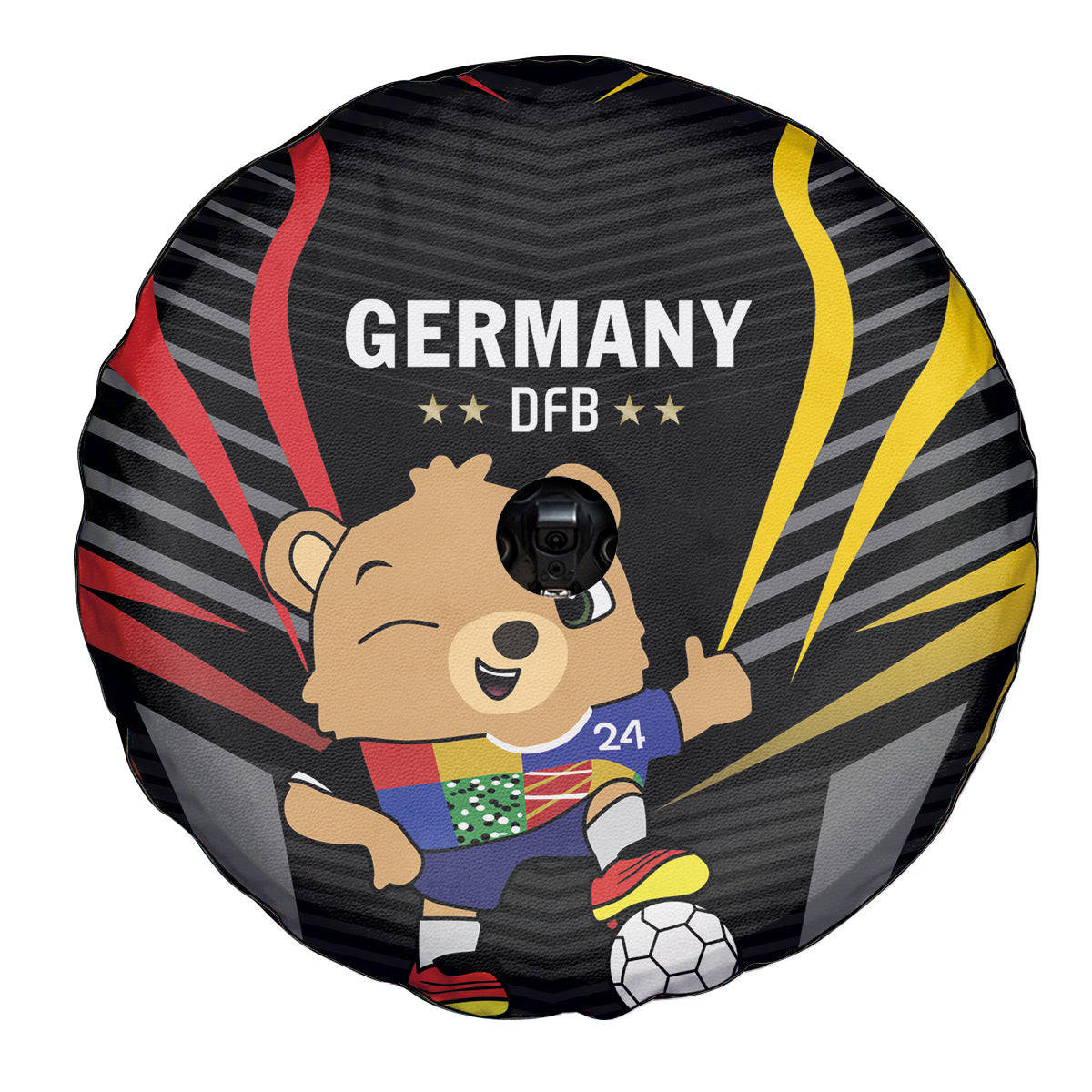 Germany 2024 Football Spare Tire Cover DFB Team Black Version - Wonder Print Shop