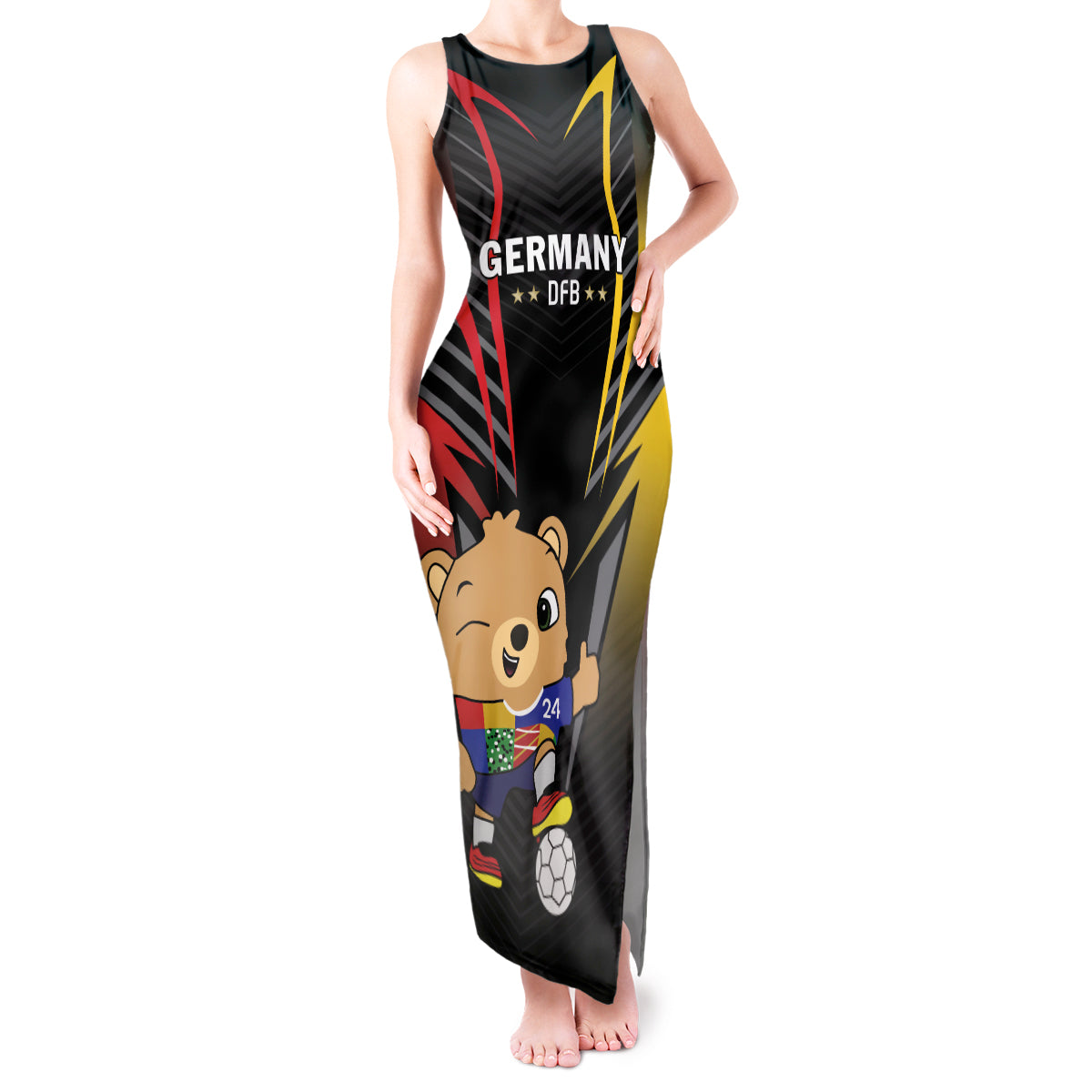 Personalized Germany 2024 Football Tank Maxi Dress DFB Team Black Version - Wonder Print Shop