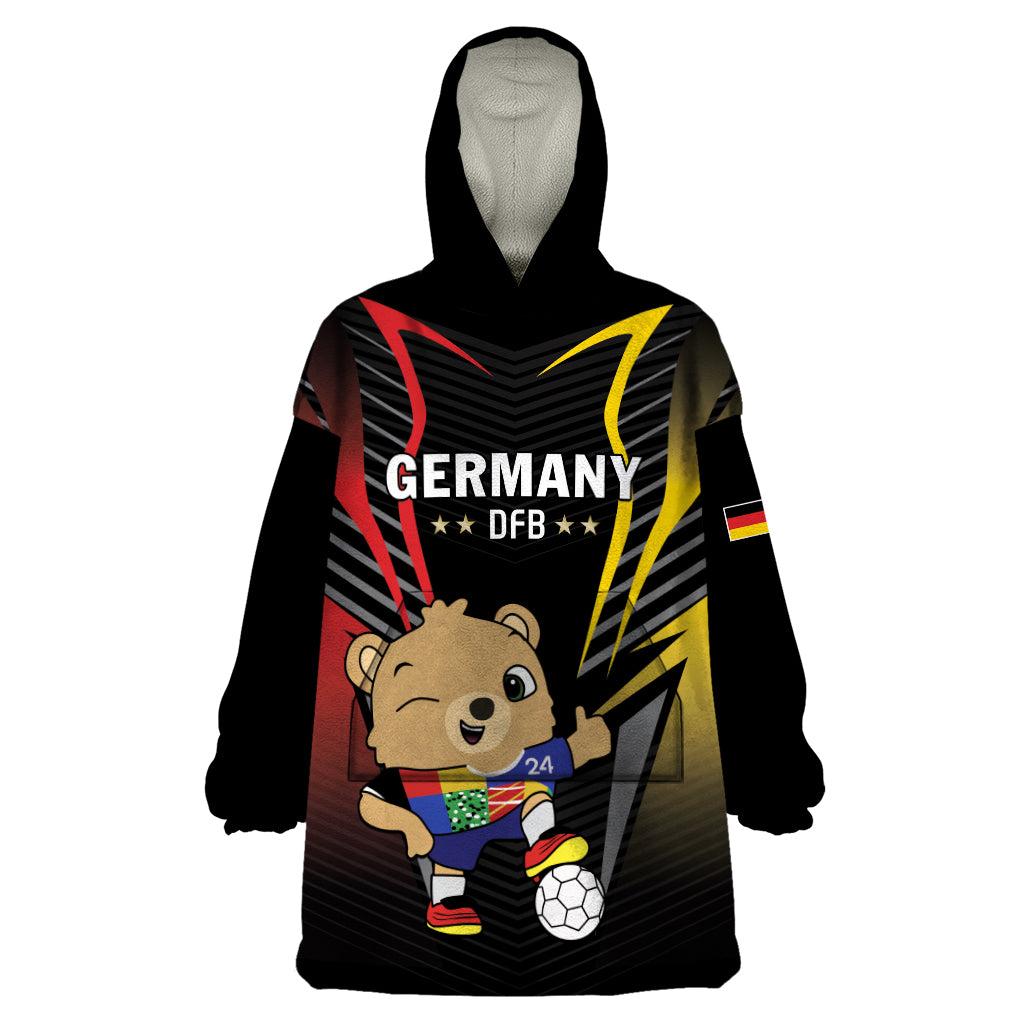 Personalized Germany 2024 Football Wearable Blanket Hoodie DFB Team Black Version - Wonder Print Shop