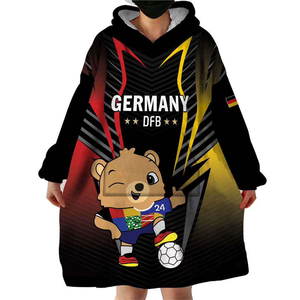 Personalized Germany 2024 Football Wearable Blanket Hoodie DFB Team Black Version - Wonder Print Shop
