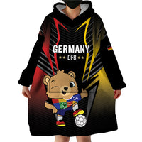 Personalized Germany 2024 Football Wearable Blanket Hoodie DFB Team Black Version - Wonder Print Shop