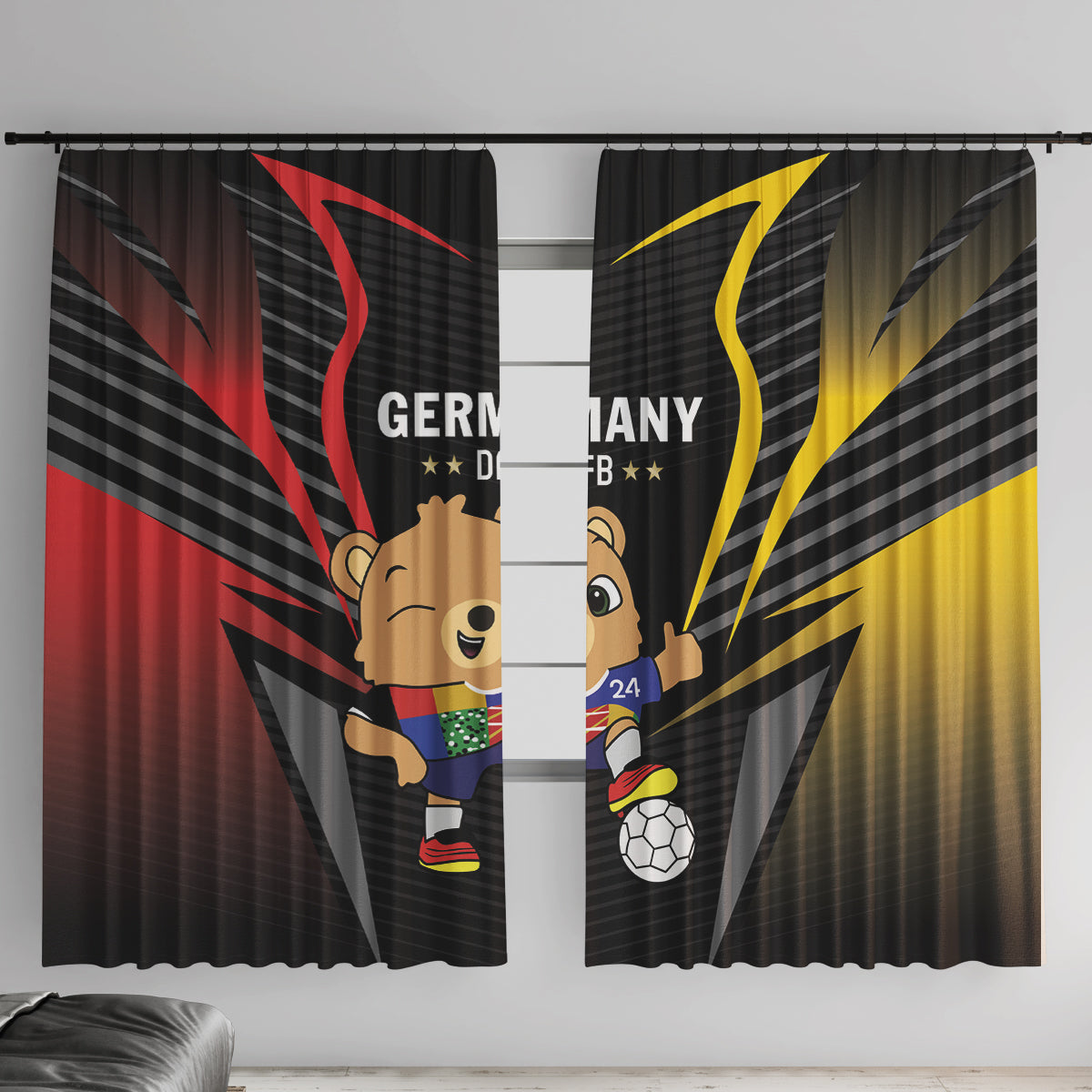 Germany 2024 Football Window Curtain DFB Team Black Version - Wonder Print Shop