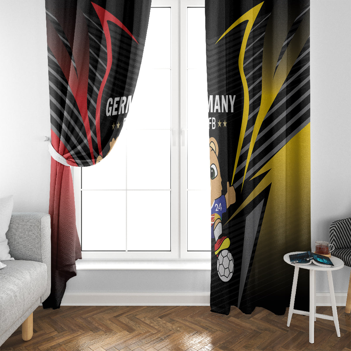 Germany 2024 Football Window Curtain DFB Team Black Version - Wonder Print Shop
