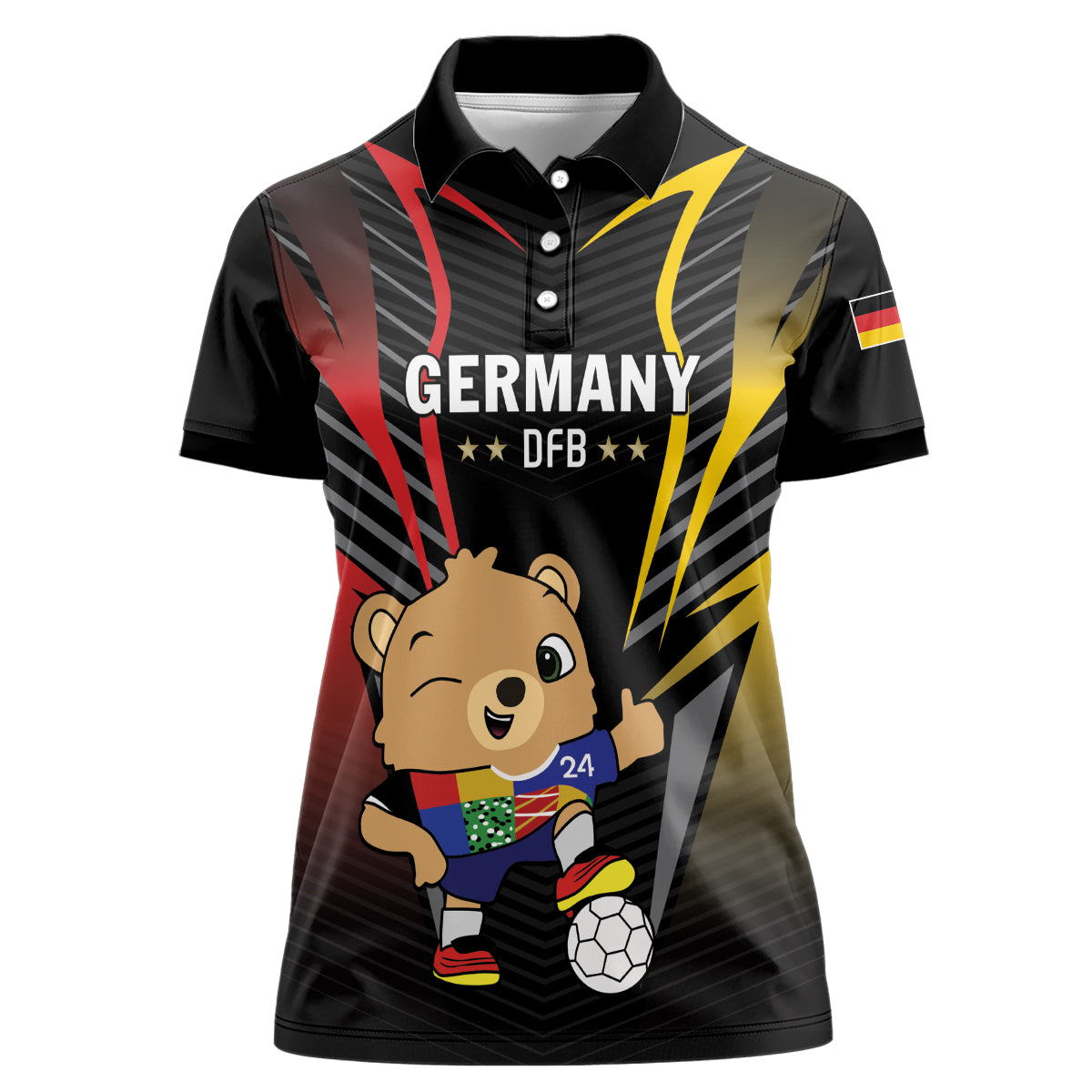 Personalized Germany 2024 Football Women Polo Shirt DFB Team Black Version - Wonder Print Shop