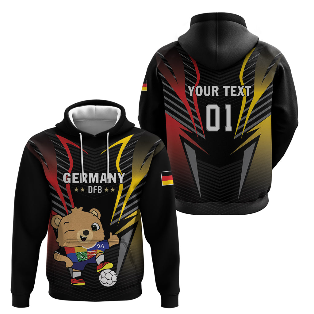 Personalized Germany 2024 Football Zip Hoodie DFB Team Black Version - Wonder Print Shop