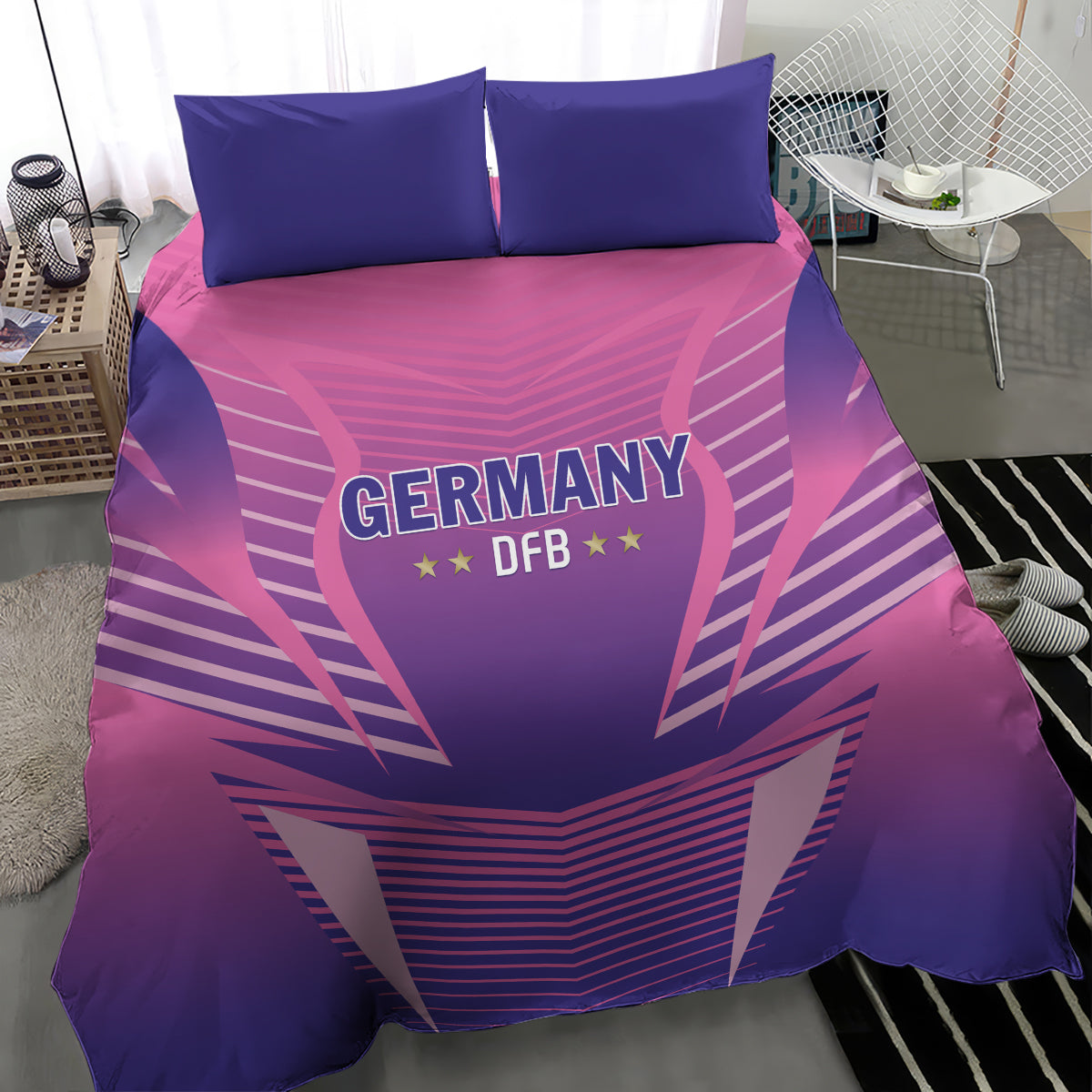 Germany 2024 Football Bedding Set DFB Team Pink Version - Wonder Print Shop