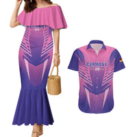 Personalized Germany 2024 Football Couples Matching Mermaid Dress and Hawaiian Shirt DFB Team Pink Version - Wonder Print Shop