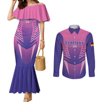 Personalized Germany 2024 Football Couples Matching Mermaid Dress and Long Sleeve Button Shirt DFB Team Pink Version