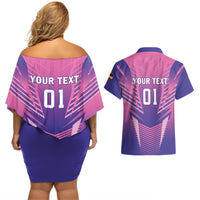 Personalized Germany 2024 Football Couples Matching Off Shoulder Short Dress and Hawaiian Shirt DFB Team Pink Version - Wonder Print Shop