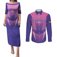 Personalized Germany 2024 Football Couples Matching Puletasi and Long Sleeve Button Shirt DFB Team Pink Version - Wonder Print Shop