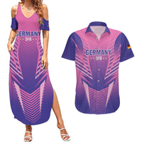 Personalized Germany 2024 Football Couples Matching Summer Maxi Dress and Hawaiian Shirt DFB Team Pink Version - Wonder Print Shop
