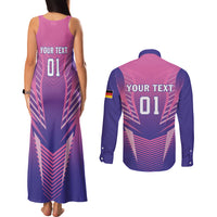 Personalized Germany 2024 Football Couples Matching Tank Maxi Dress and Long Sleeve Button Shirt DFB Team Pink Version - Wonder Print Shop
