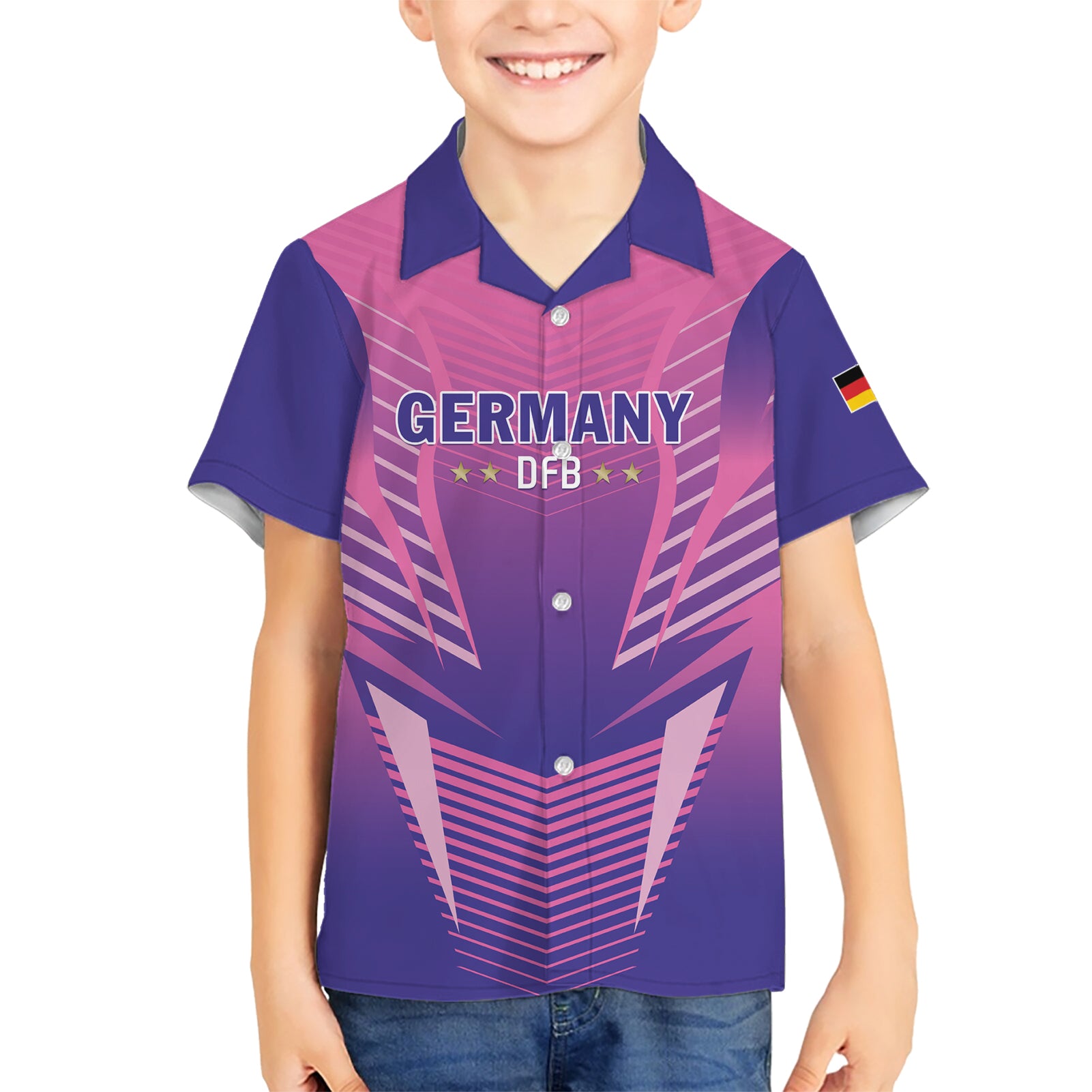 Personalized Germany 2024 Football Kid Hawaiian Shirt DFB Team Pink Version - Wonder Print Shop