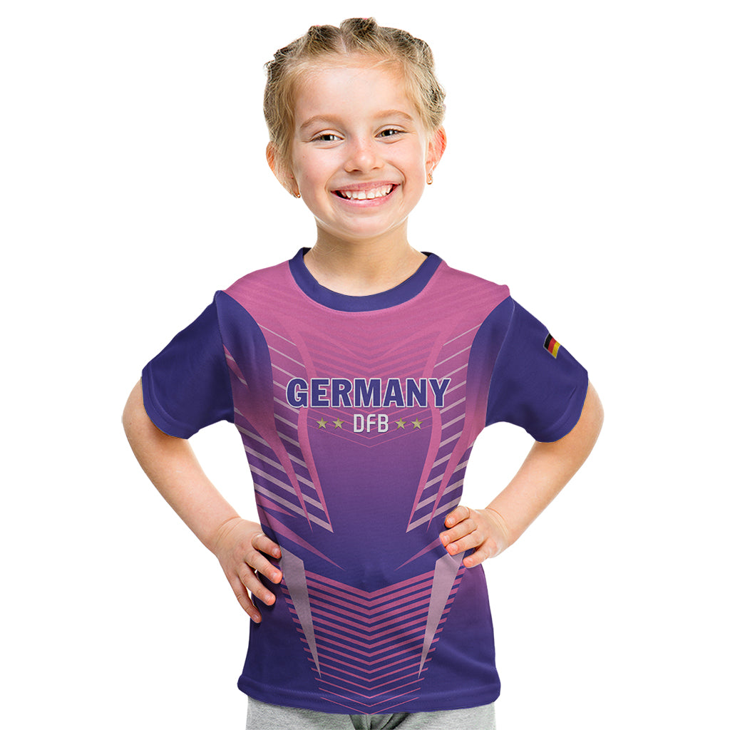 Personalized Germany 2024 Football Kid T Shirt DFB Team Pink Version - Wonder Print Shop