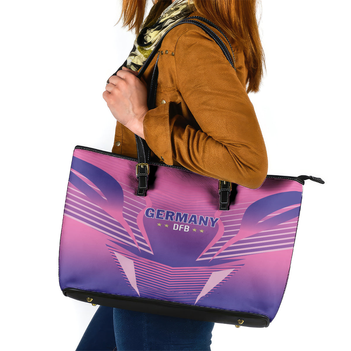Germany 2024 Football Leather Tote Bag DFB Team Pink Version - Wonder Print Shop