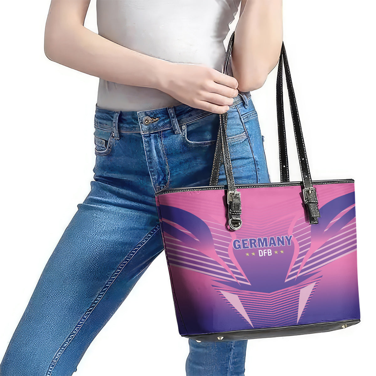 Germany 2024 Football Leather Tote Bag DFB Team Pink Version - Wonder Print Shop