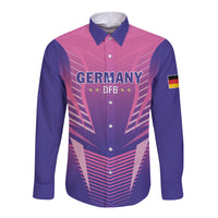 Personalized Germany 2024 Football Long Sleeve Button Shirt DFB Team Pink Version - Wonder Print Shop