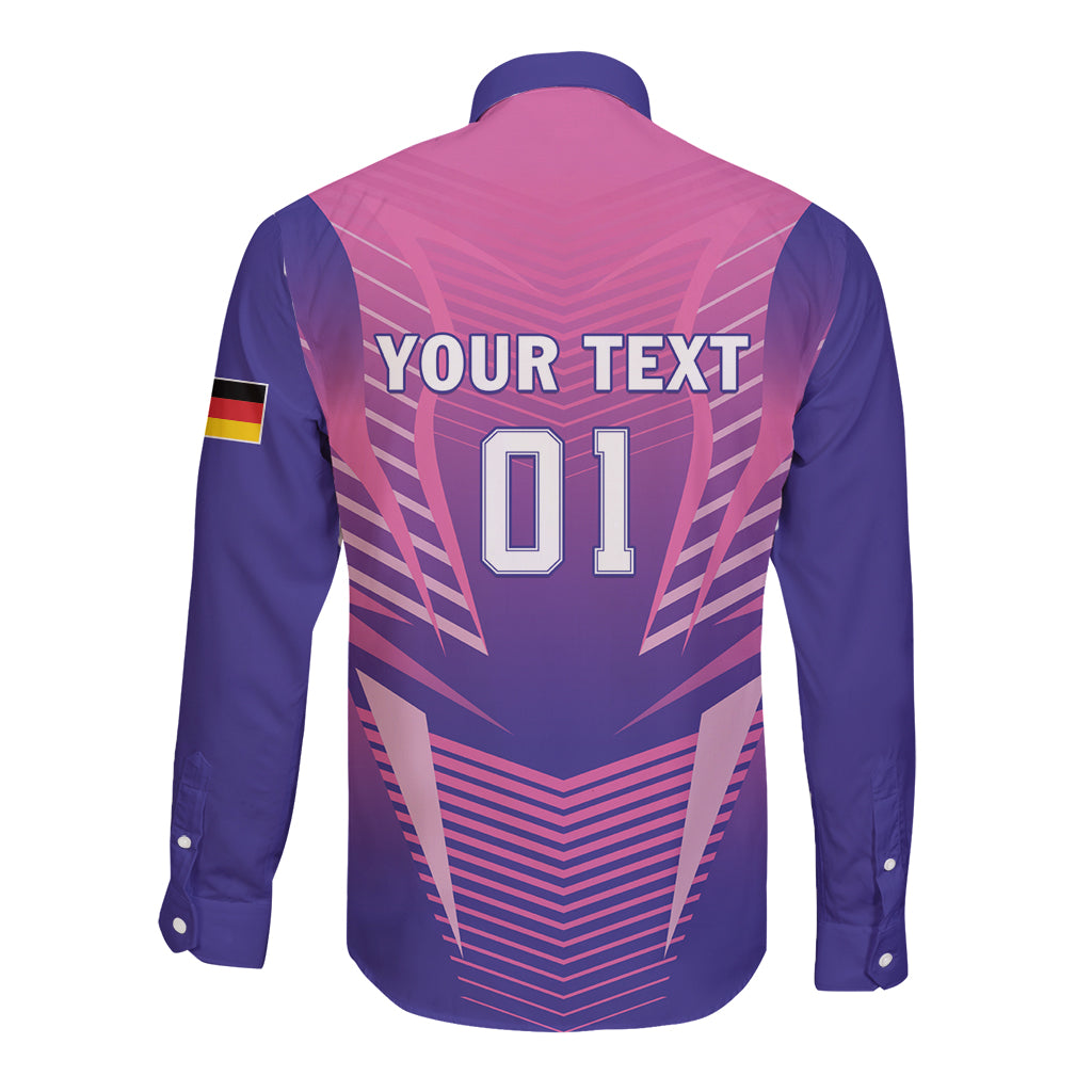 Personalized Germany 2024 Football Long Sleeve Button Shirt DFB Team Pink Version - Wonder Print Shop