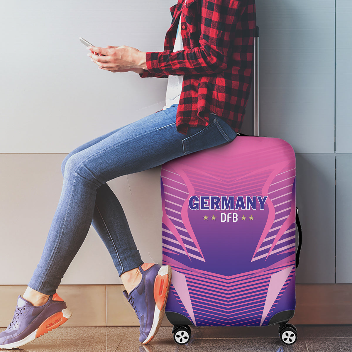 Germany 2024 Football Luggage Cover DFB Team Pink Version - Wonder Print Shop