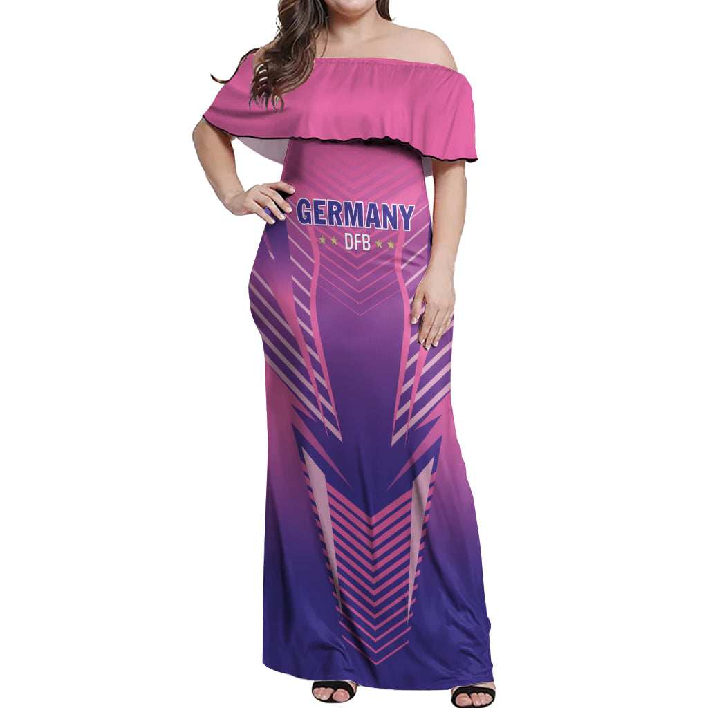 Personalized Germany 2024 Football Off Shoulder Maxi Dress DFB Team Pink Version - Wonder Print Shop