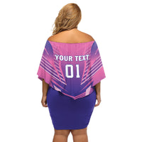 Personalized Germany 2024 Football Off Shoulder Short Dress DFB Team Pink Version - Wonder Print Shop