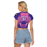 Personalized Germany 2024 Football Raglan Cropped T Shirt DFB Team Pink Version - Wonder Print Shop