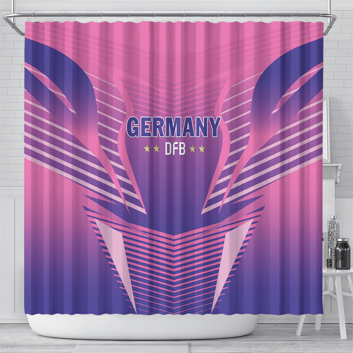 Germany 2024 Football Shower Curtain DFB Team Pink Version