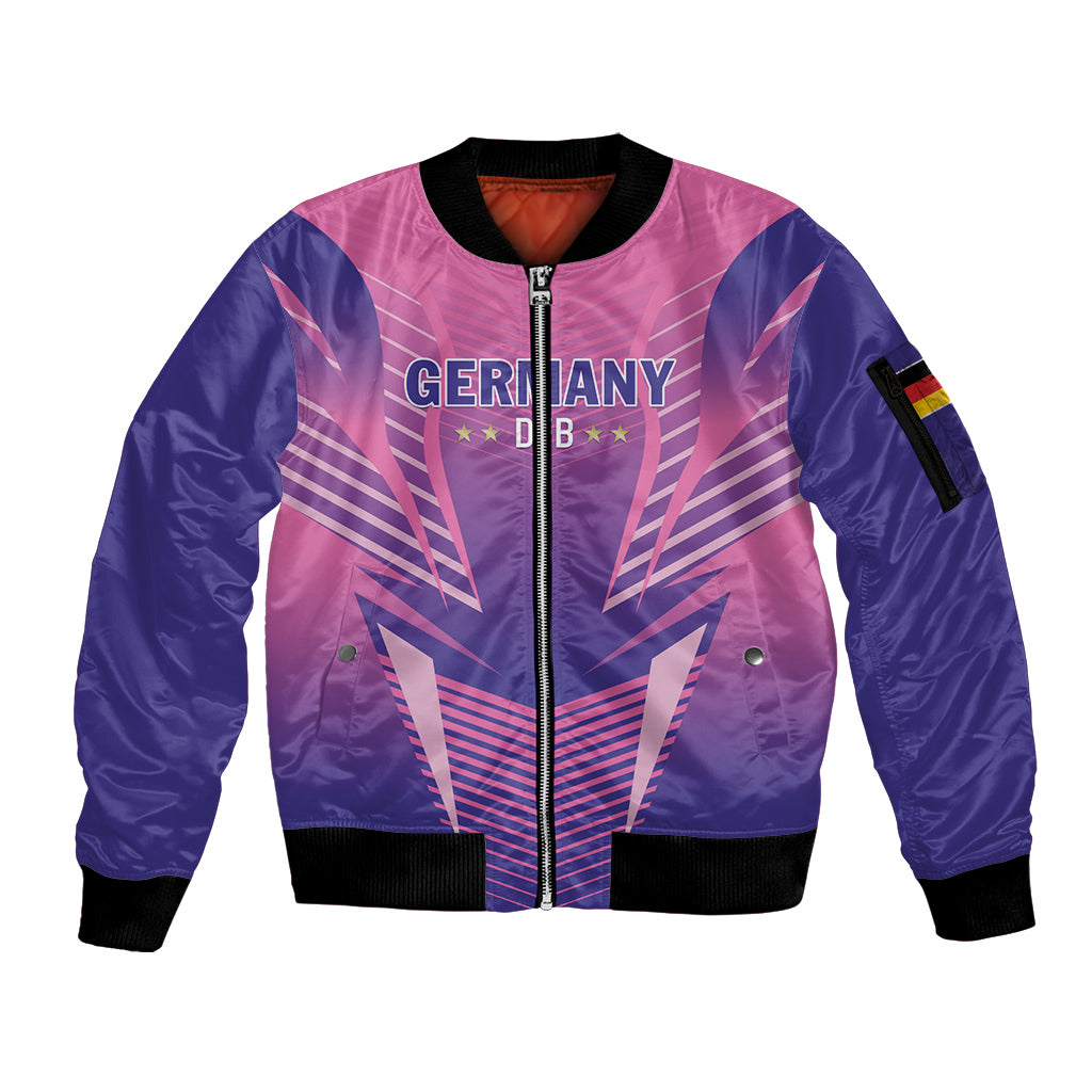 Personalized Germany 2024 Football Sleeve Zip Bomber Jacket DFB Team Pink Version - Wonder Print Shop