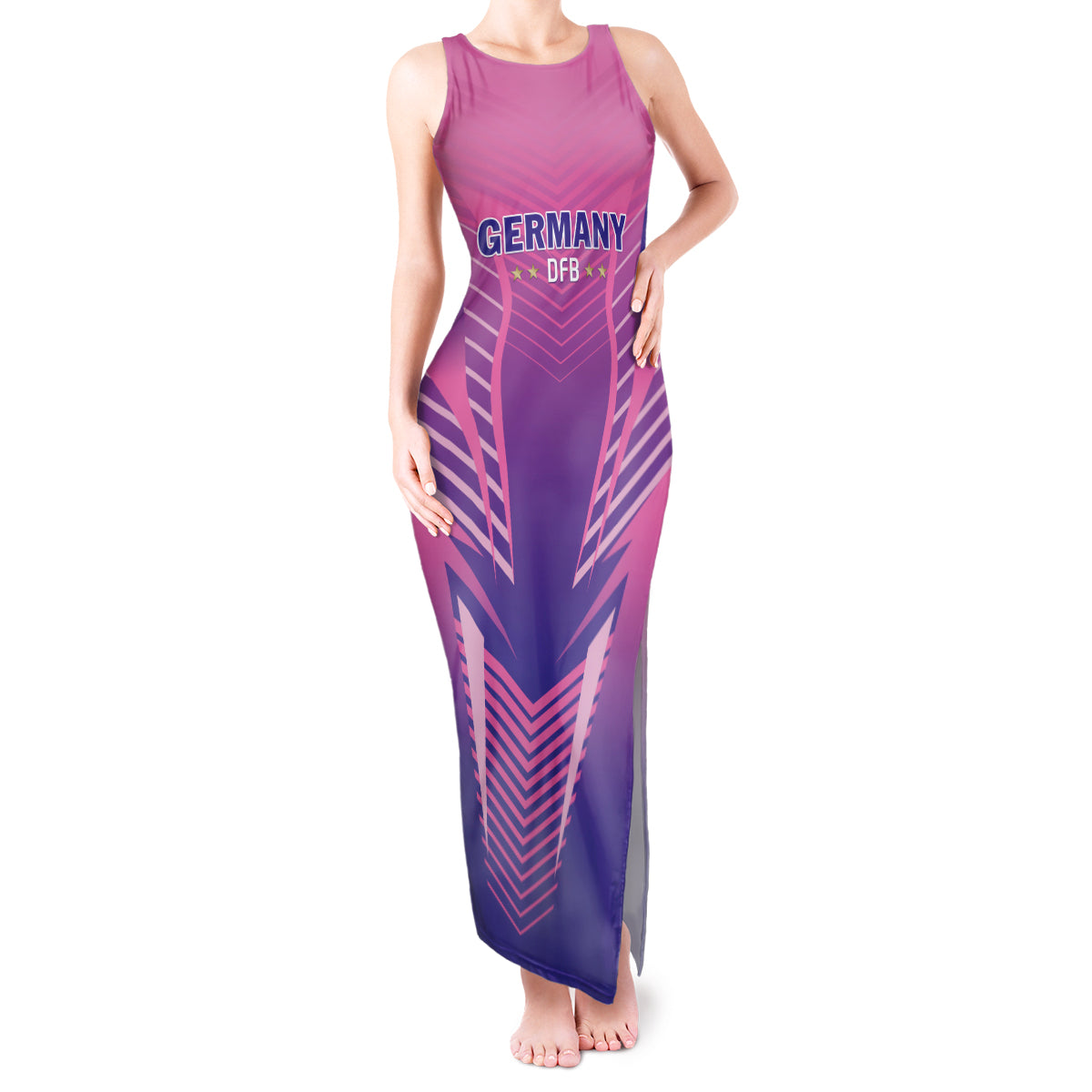 Personalized Germany 2024 Football Tank Maxi Dress DFB Team Pink Version - Wonder Print Shop