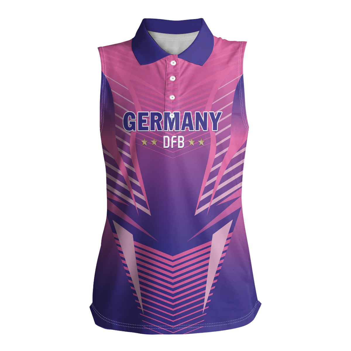 Personalized Germany 2024 Football Women Sleeveless Polo Shirt DFB Team Pink Version - Wonder Print Shop