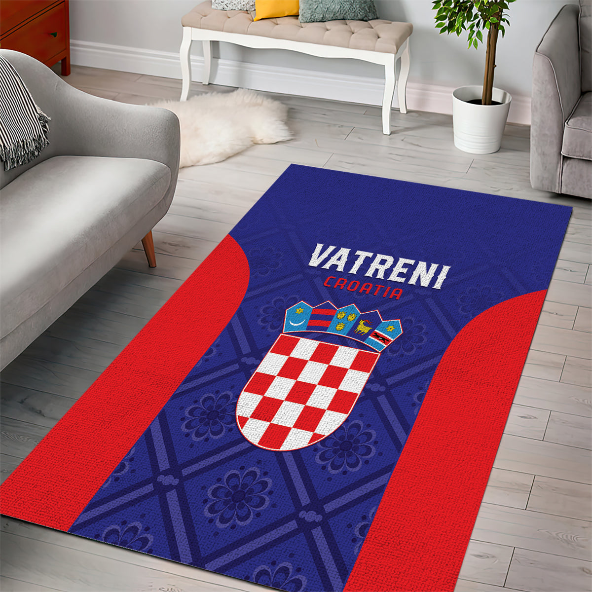 Croatia 2024 Football Area Rug Hrvatska Vatreni - Wonder Print Shop