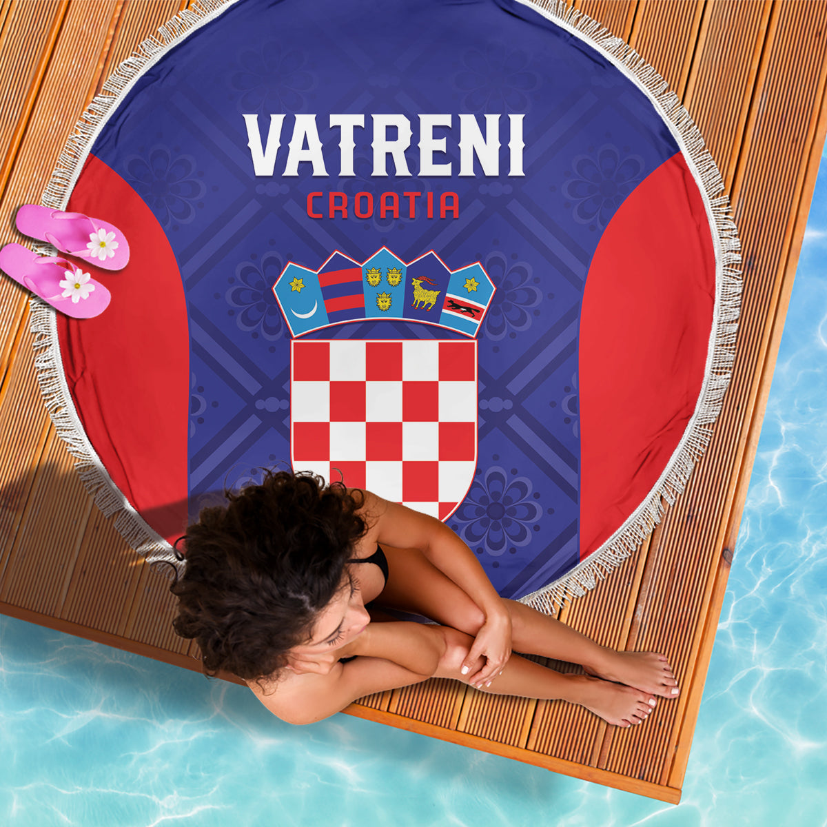 Croatia 2024 Football Beach Blanket Hrvatska Vatreni - Wonder Print Shop