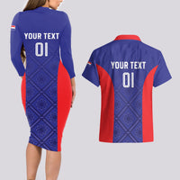 Personalized Croatia 2024 Football Couples Matching Long Sleeve Bodycon Dress and Hawaiian Shirt Hrvatska Vatreni - Wonder Print Shop