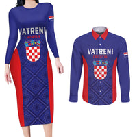 Personalized Croatia 2024 Football Couples Matching Long Sleeve Bodycon Dress and Long Sleeve Button Shirt Hrvatska Vatreni - Wonder Print Shop