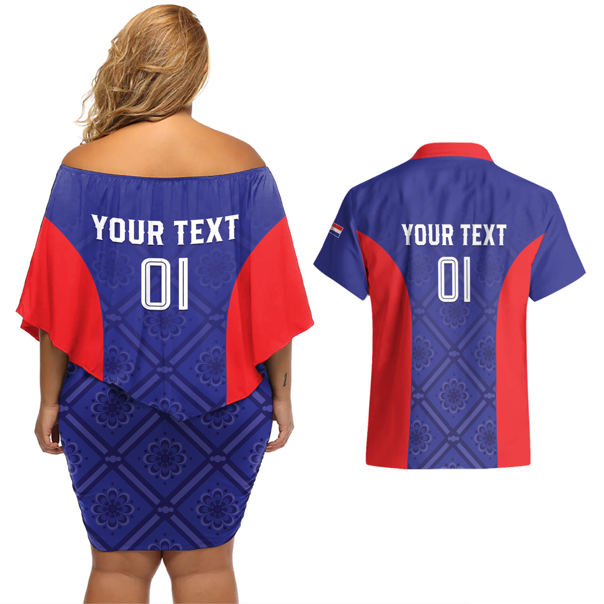 Personalized Croatia 2024 Football Couples Matching Off Shoulder Short Dress and Hawaiian Shirt Hrvatska Vatreni - Wonder Print Shop