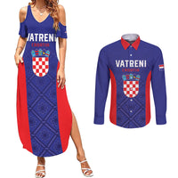 Personalized Croatia 2024 Football Couples Matching Summer Maxi Dress and Long Sleeve Button Shirt Hrvatska Vatreni - Wonder Print Shop