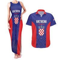 Personalized Croatia 2024 Football Couples Matching Tank Maxi Dress and Hawaiian Shirt Hrvatska Vatreni - Wonder Print Shop