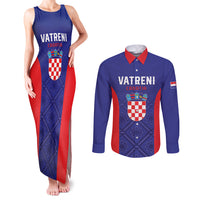 Personalized Croatia 2024 Football Couples Matching Tank Maxi Dress and Long Sleeve Button Shirt Hrvatska Vatreni - Wonder Print Shop